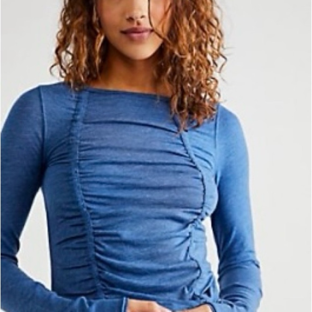 FREE PEOPLE Stella Long Sleeve Top in Smokey Sapphire